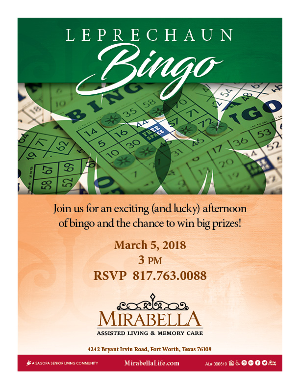 MIR Leprechaun Bingo flyer 0218 Sagora South San Angelo Assisted 